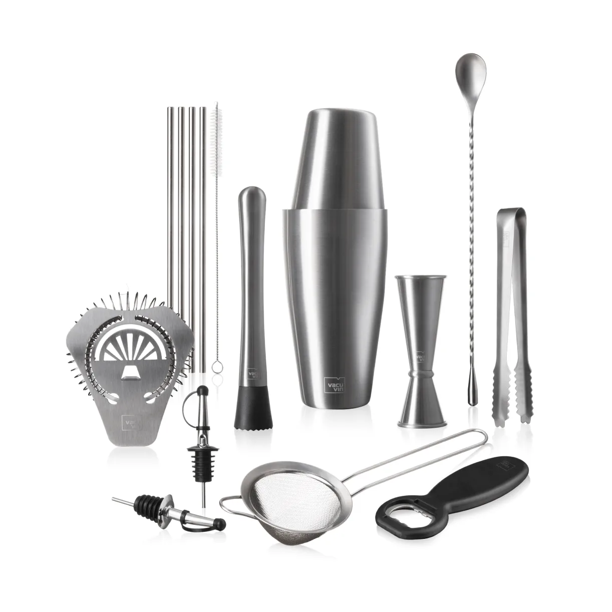Set de cóctel Vacuvin Mixologist Bar In a Box, Acero inoxidable, 14 piezas Vacuvin