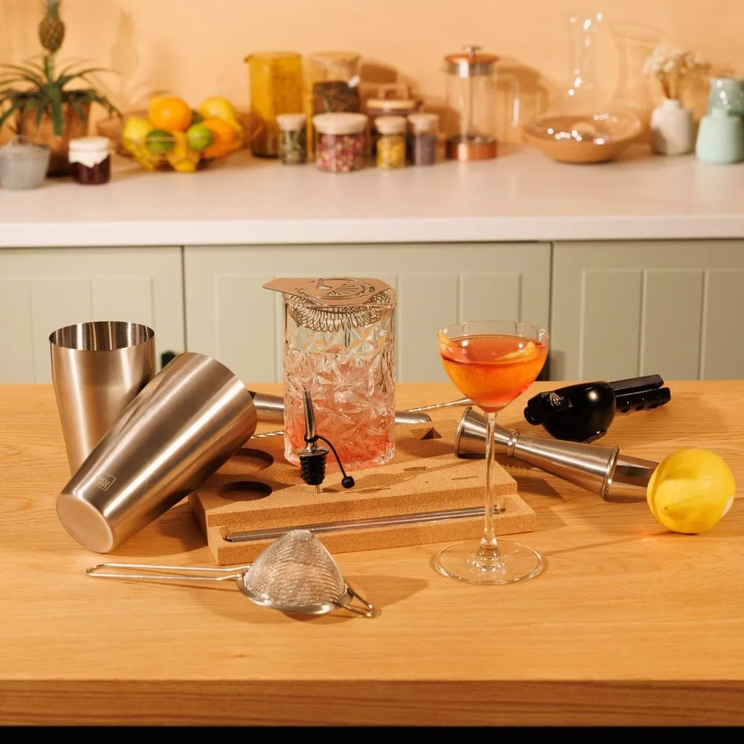 Set de cóctel Vacuvin Mixologist Bar In a Box, Acero inoxidable, 14 piezas Vacuvin