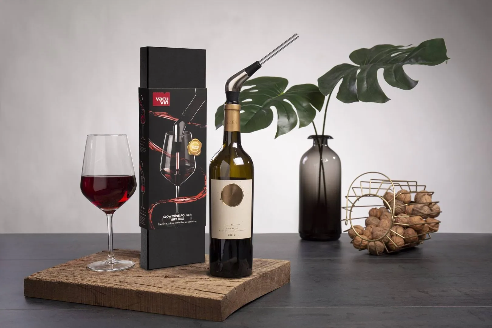 Set de regalo de vino Vacuvin Slow Pourer, Negro Vacuvin
