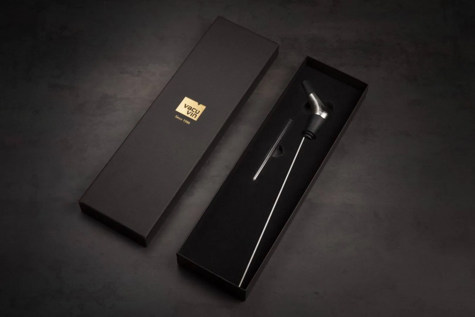 Set de regalo de vino Vacuvin Slow Pourer, Negro Vacuvin
