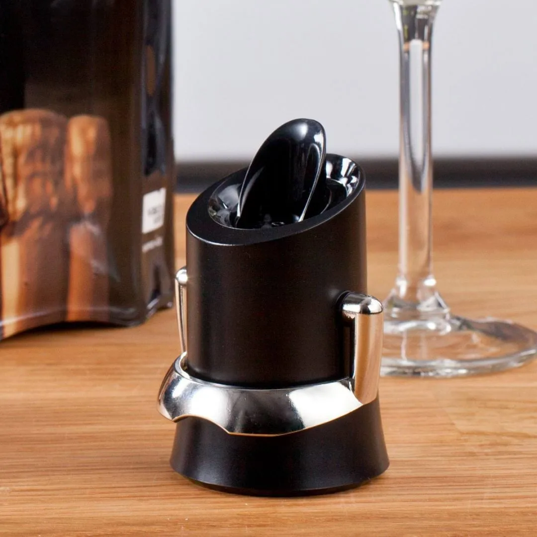 Tapón y servidor de champán Vacuvin, Negro Vacuvin