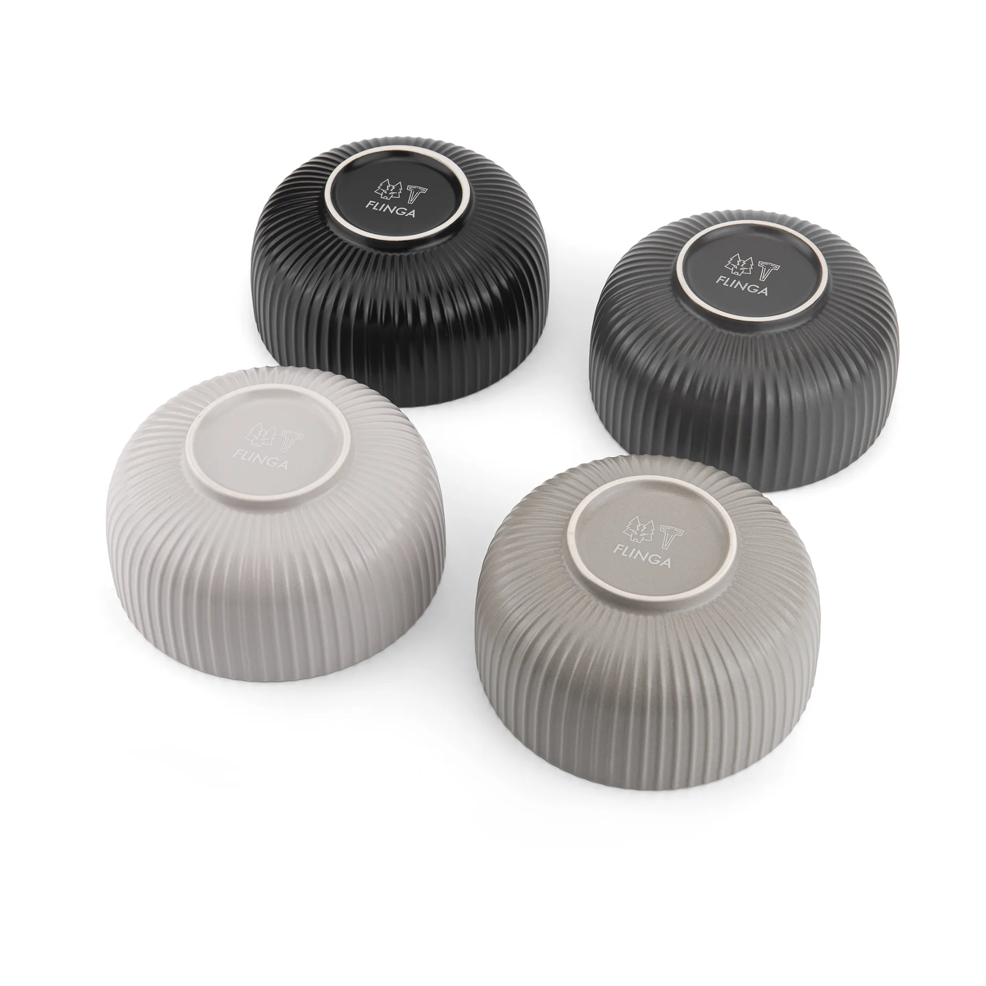 4 Cuencos Duga flinga 70 cl, Blanco, gris arena, antracito, negro Vargen & Thor
