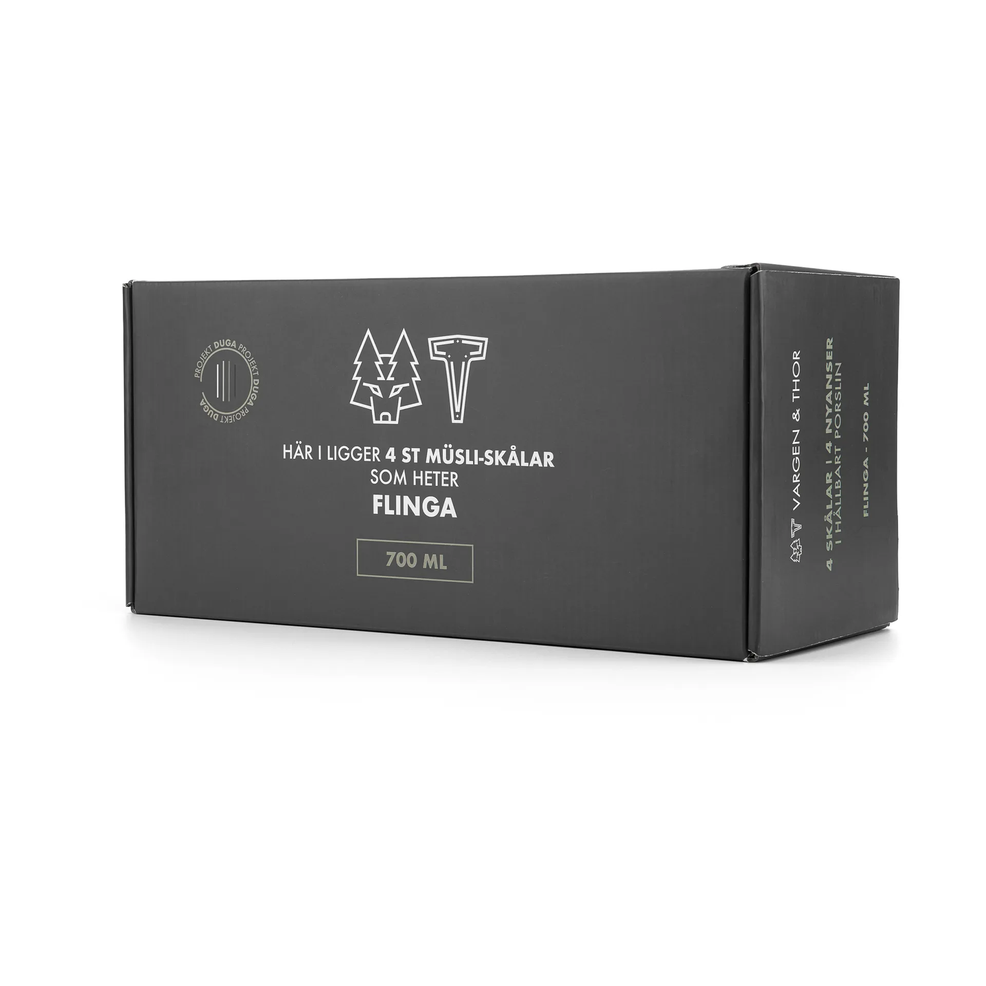 4 Cuencos Duga flinga 70 cl, Blanco, gris arena, antracito, negro Vargen & Thor