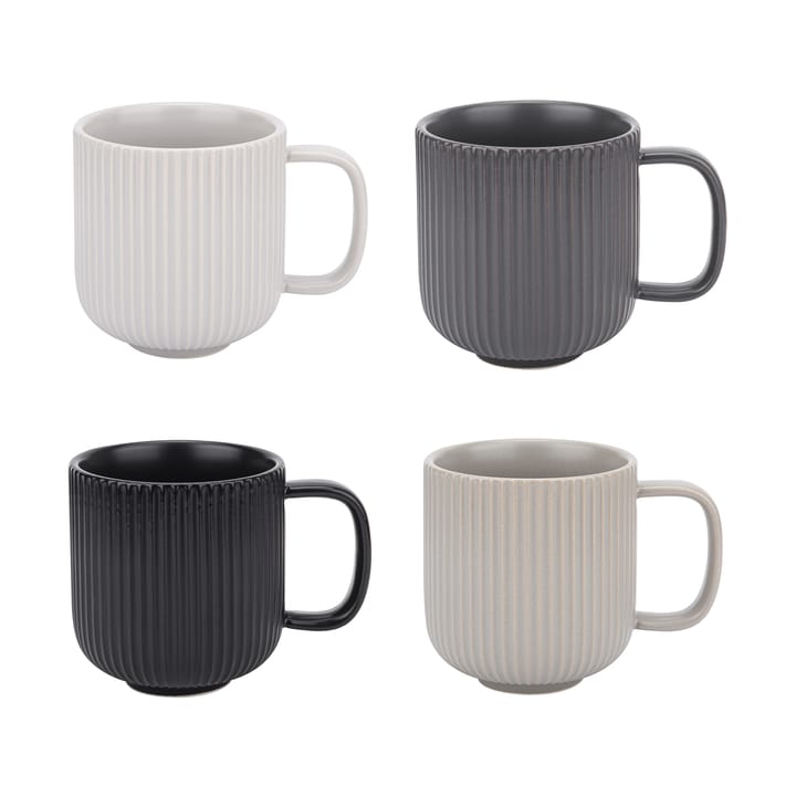 4 Tazas Duga XL 35 cl, Blanco, gris arena, antracito, negro Vargen & Thor