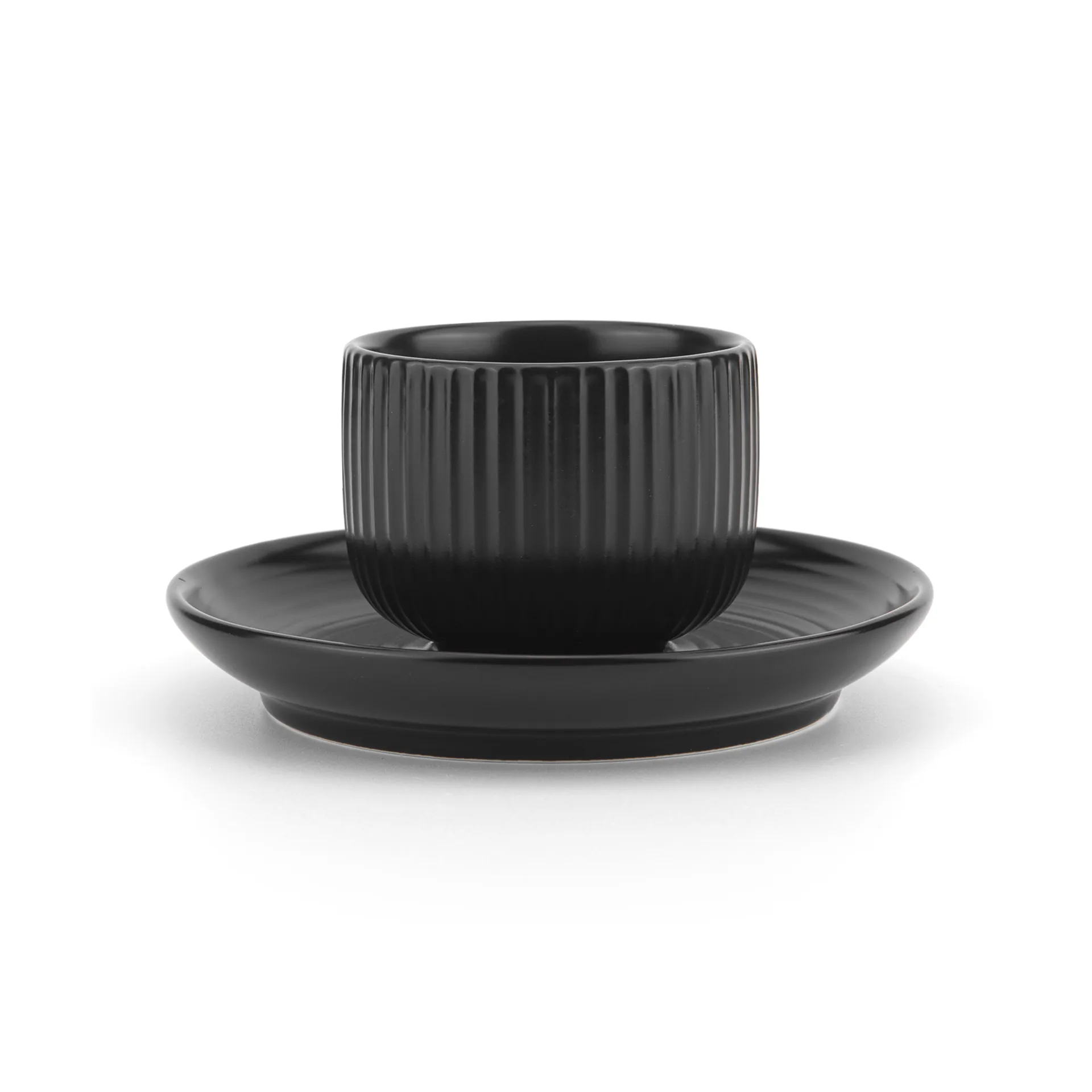 4 Tazas para café espresso con plato Duga, Blanco, gris arena, antracito, negro Vargen & Thor