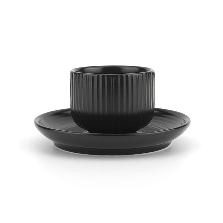 4 Tazas para café espresso con plato Duga - Blanco, gris arena, antracito, negro - Vargen & Thor