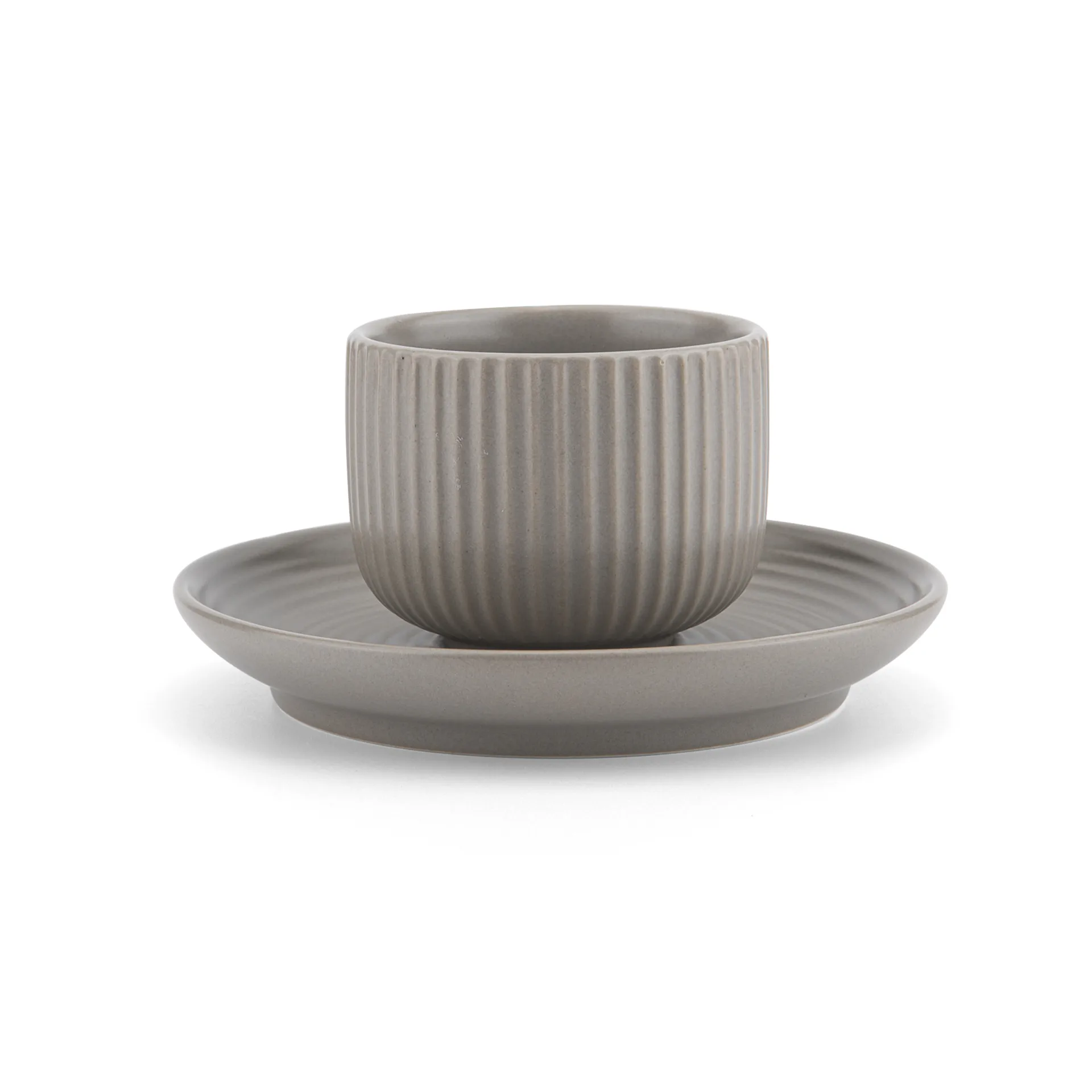 4 Tazas para café espresso con plato Duga, Blanco, gris arena, antracito, negro Vargen & Thor
