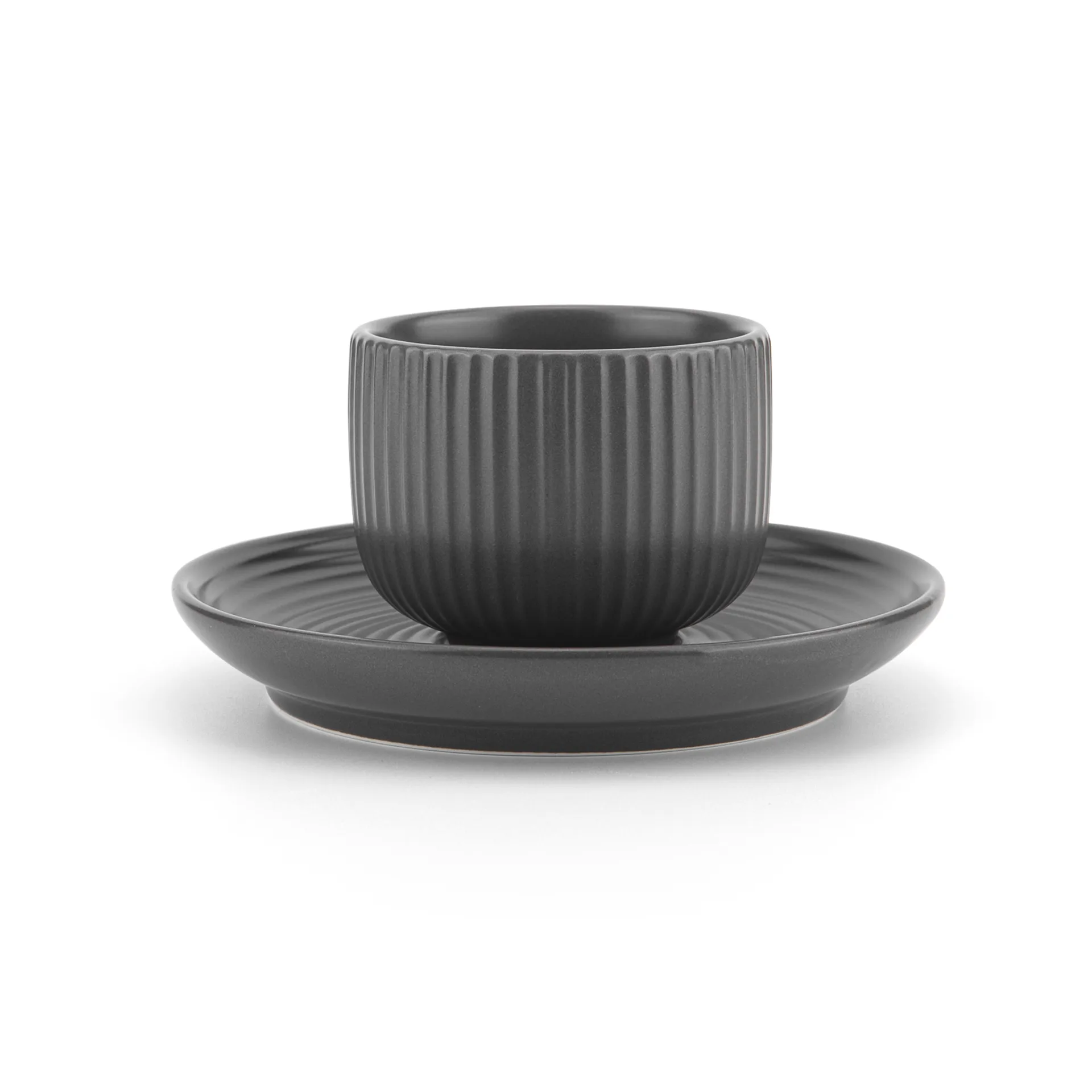 4 Tazas para café espresso con plato Duga, Blanco, gris arena, antracito, negro Vargen & Thor