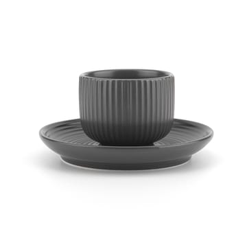 4 Tazas para café espresso con plato Duga - Blanco, gris arena, antracito, negro - Vargen & Thor