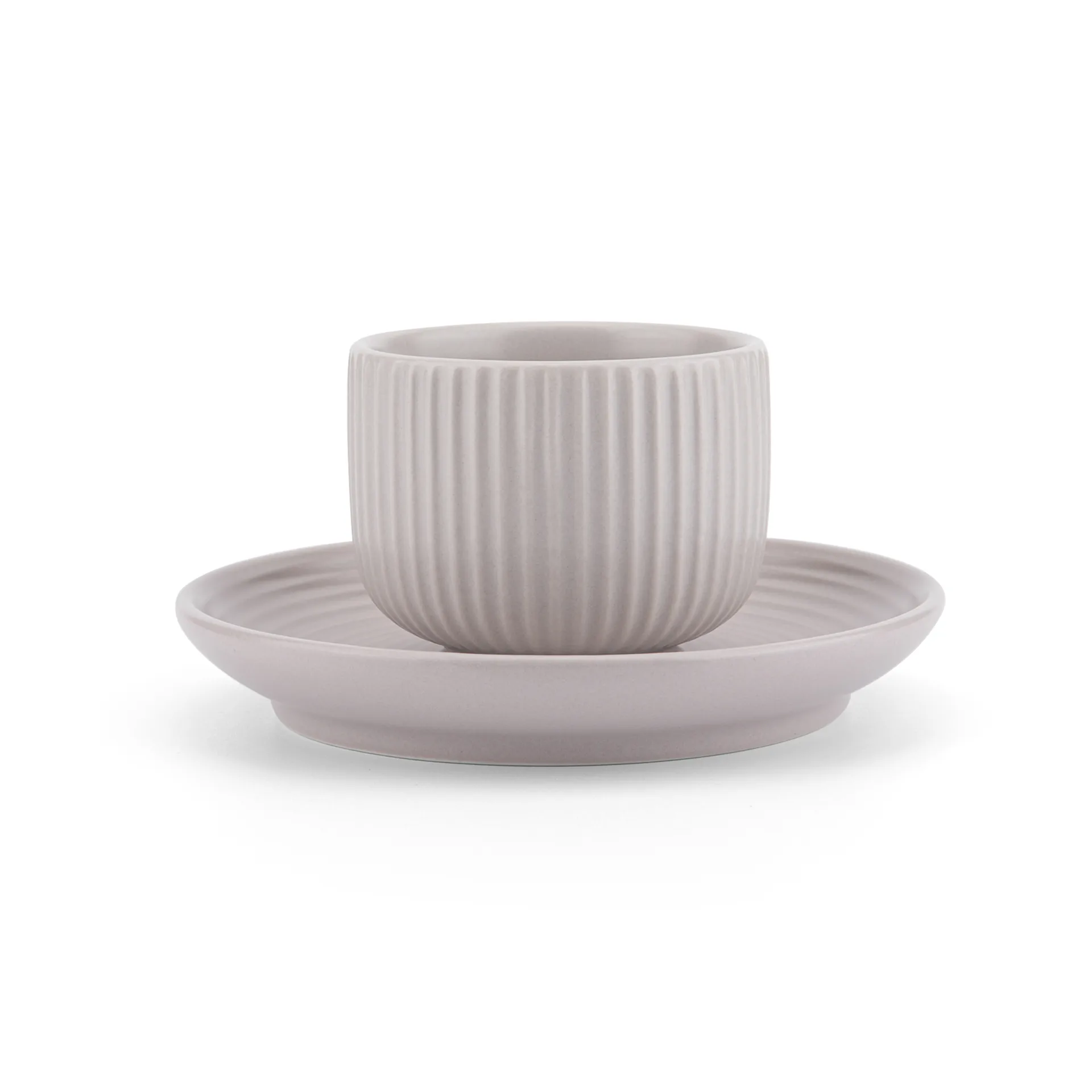 4 Tazas para café espresso con plato Duga, Blanco, gris arena, antracito, negro Vargen & Thor