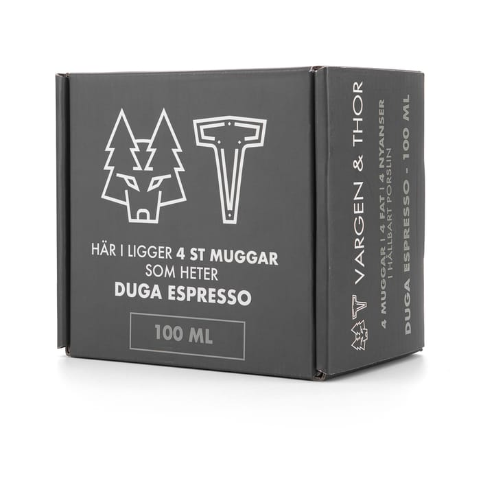 4 Tazas para café espresso con plato Duga - Blanco, gris arena, antracito, negro - Vargen & Thor