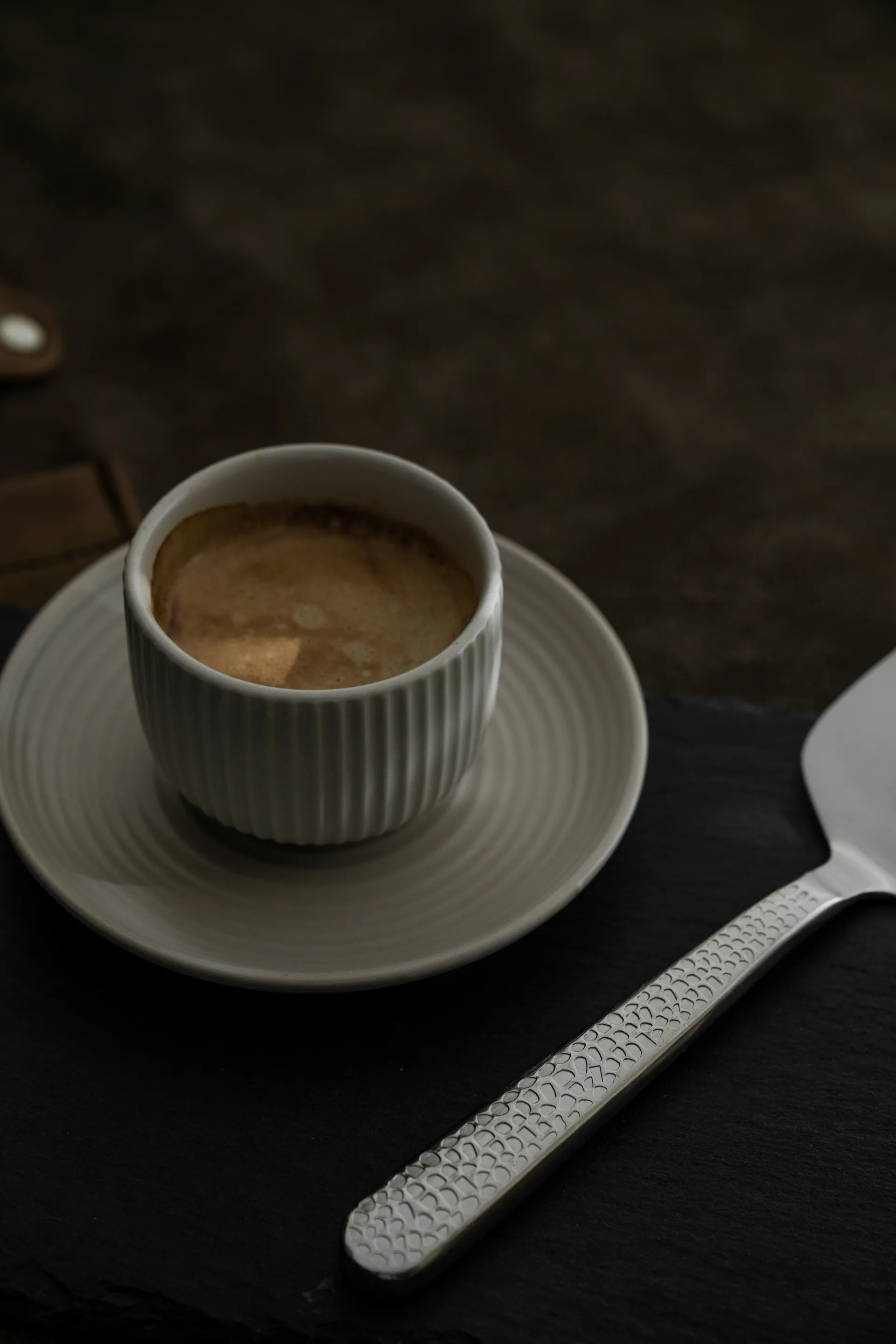 4 Tazas para café espresso con plato Duga, Blanco, gris arena, antracito, negro Vargen & Thor