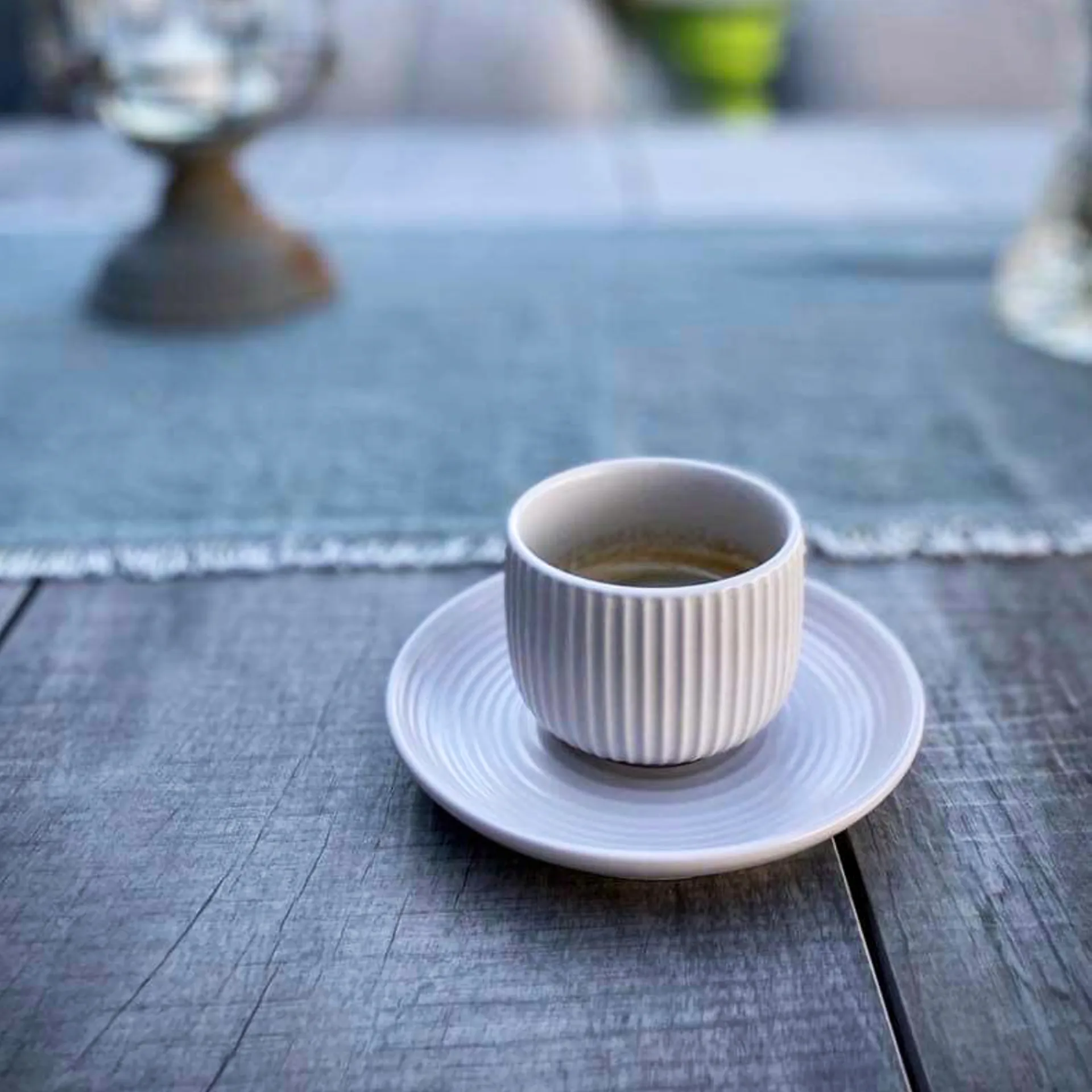 4 Tazas para café espresso con plato Duga, Blanco, gris arena, antracito, negro Vargen & Thor