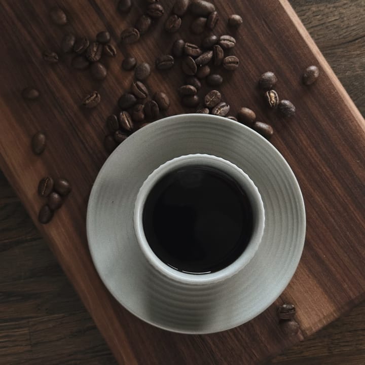 4 Tazas para café espresso con plato Duga, Blanco, gris arena, antracito, negro Vargen & Thor