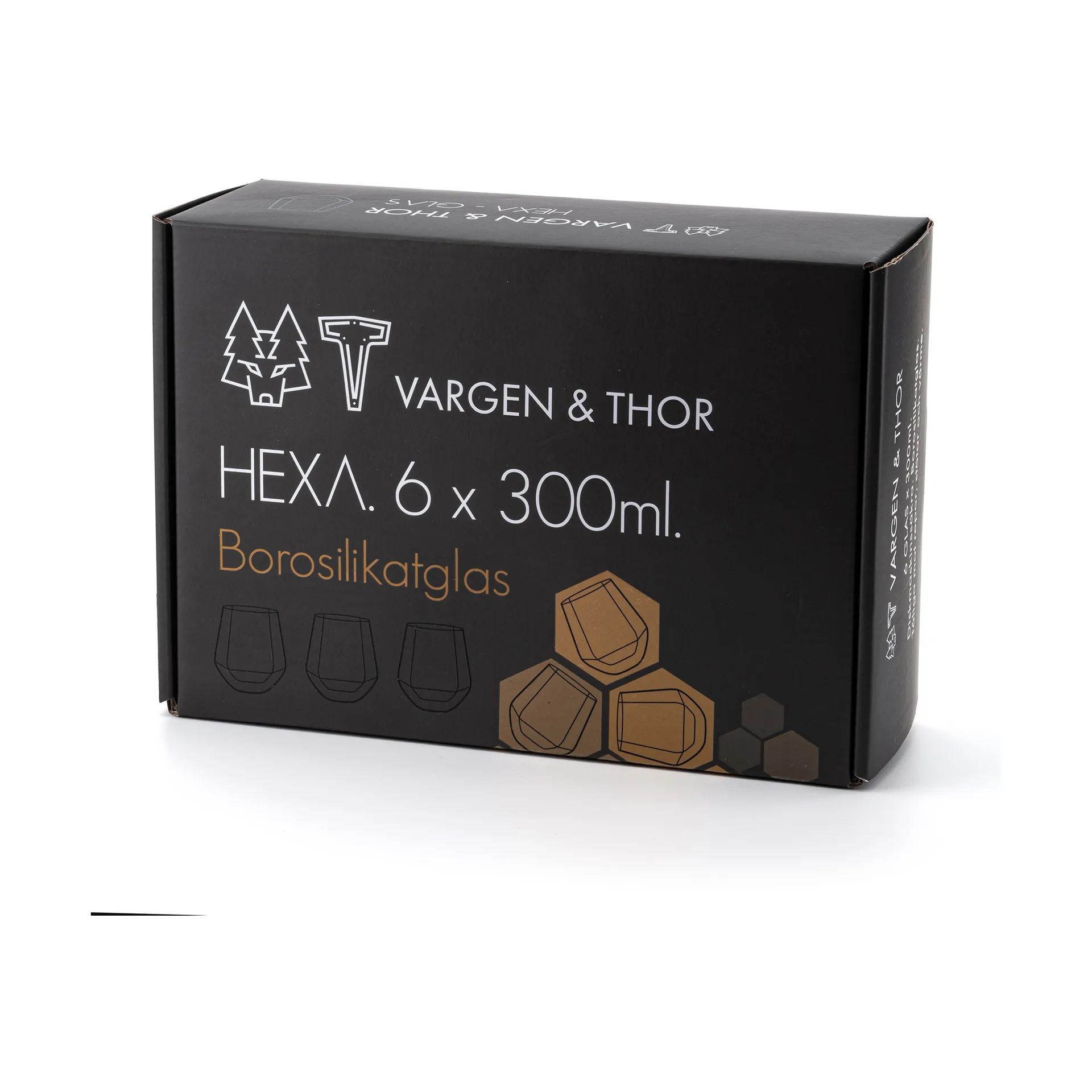 6 Vasos Hexa 30 cl, Transparente Vargen & Thor