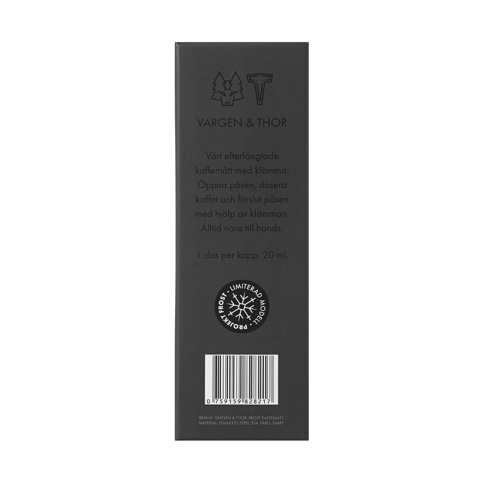 Cucharilla medidora de café con pinza, Negro, 20 ml Vargen & Thor