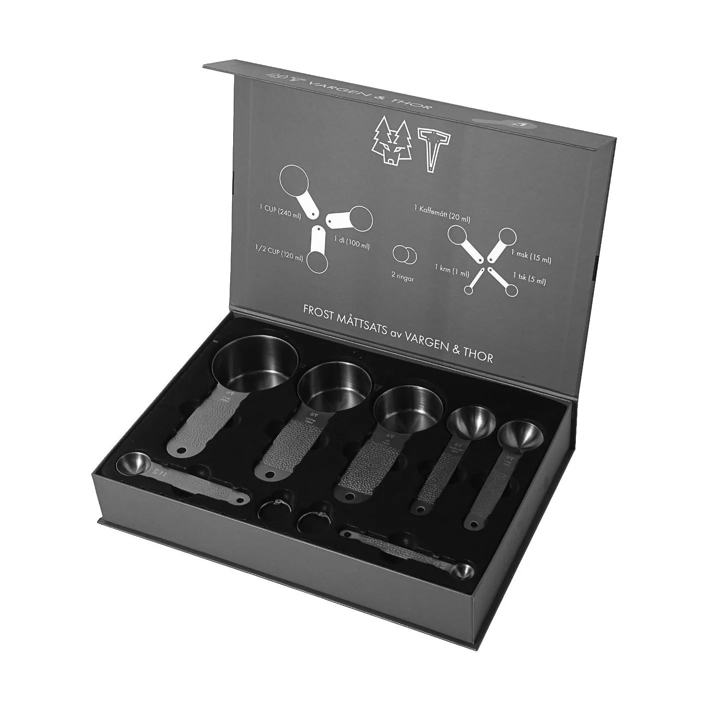 Juego de cucharas medidoras Frost, Negro, 7 piezas Vargen & Thor