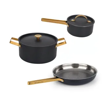 Juego de ollas Arvet Viggo Mio - Negro mate-latón, 5 piezas - Vargen & Thor
