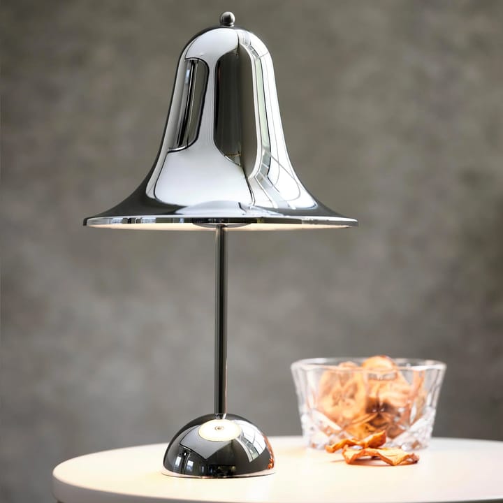 Lámpara de mesa portátil Pantop 30 cm, Shiny chrome Verpan
