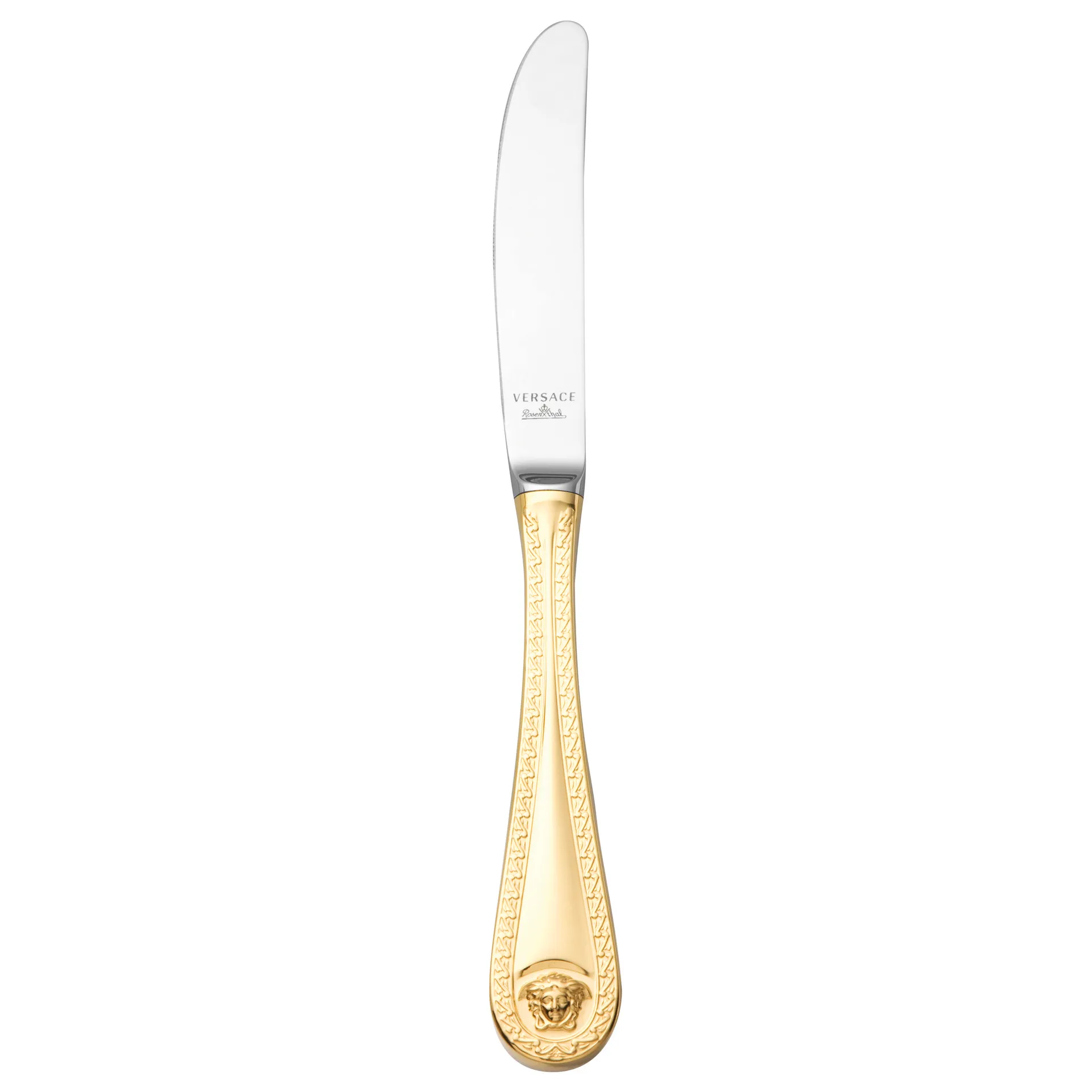 Cuchillo de comida Versace Medusa chapado en oro, 22,5 cm Versace