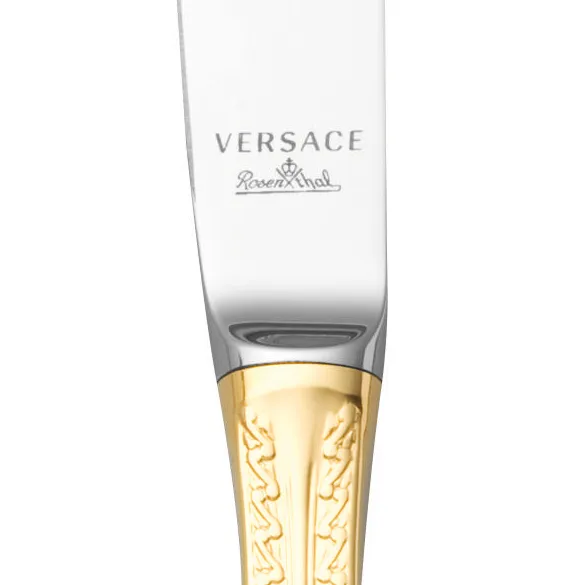 Cuchillo de comida Versace Medusa chapado en oro, 22,5 cm Versace