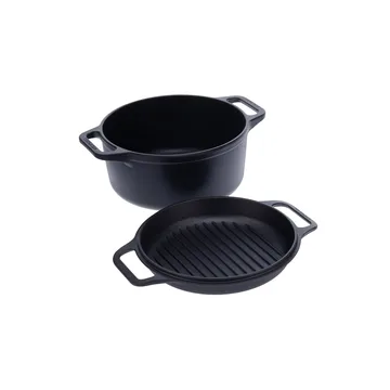 Juego de olla y sartén de hierro fundido Combo Cooker, 2 piezas - Negro - Victoria