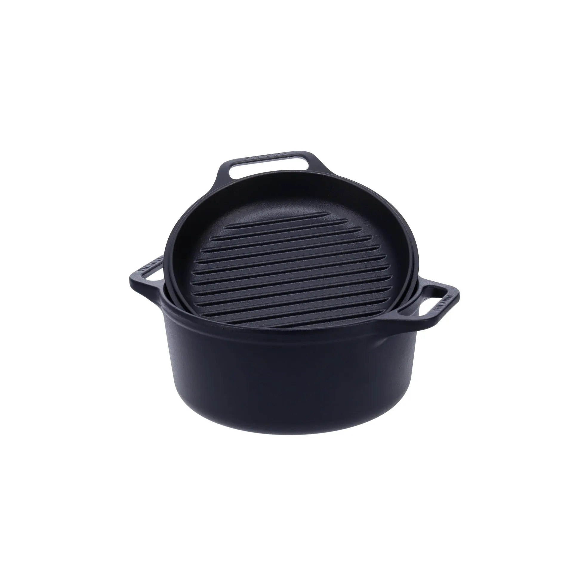 Juego de olla y sartén de hierro fundido Combo Cooker, 2 piezas, Negro Victoria