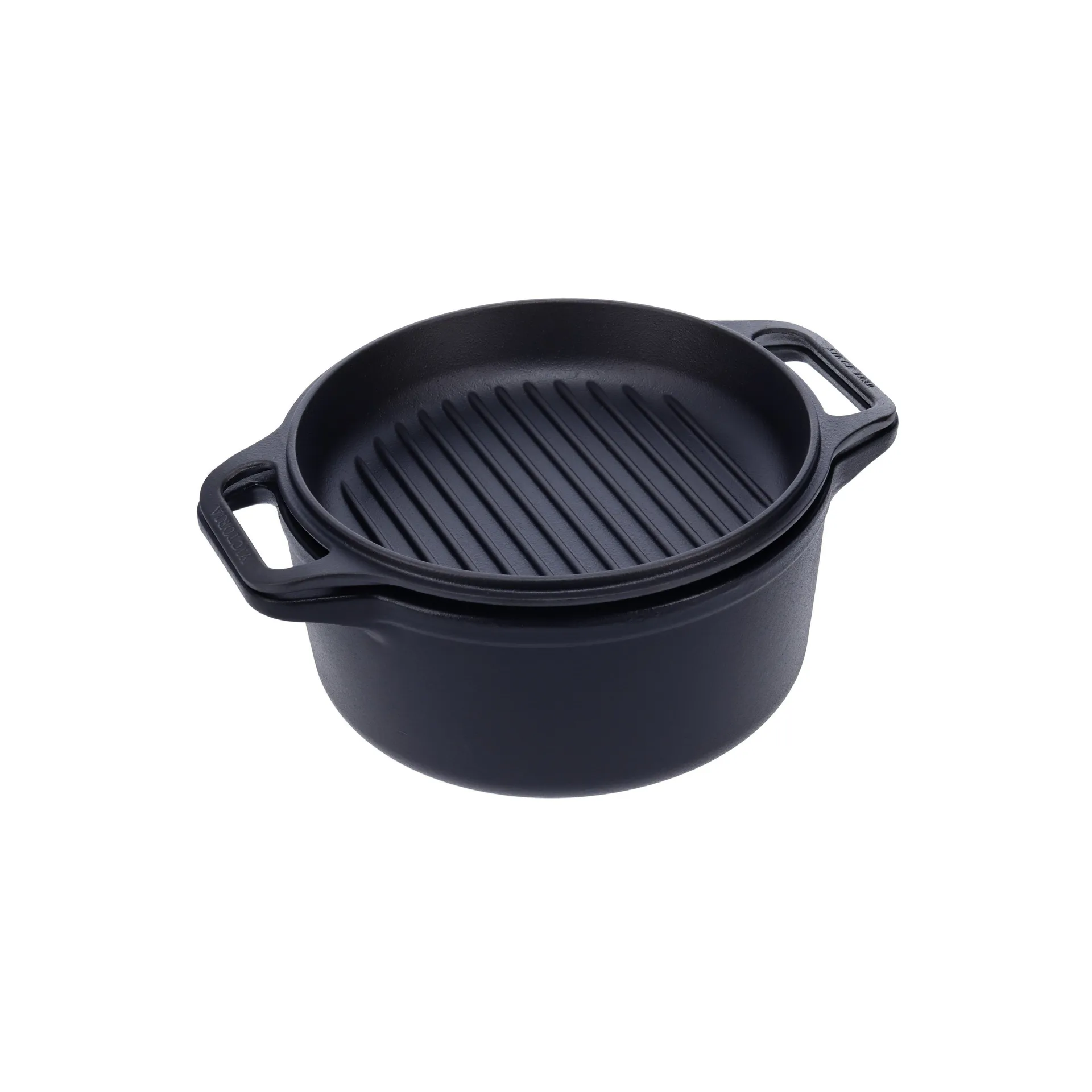 Juego de olla y sartén de hierro fundido Combo Cooker, 2 piezas, Negro Victoria