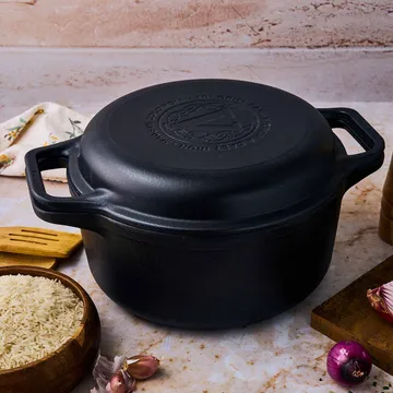 Juego de olla y sartén de hierro fundido Combo Cooker, 2 piezas - Negro - Victoria