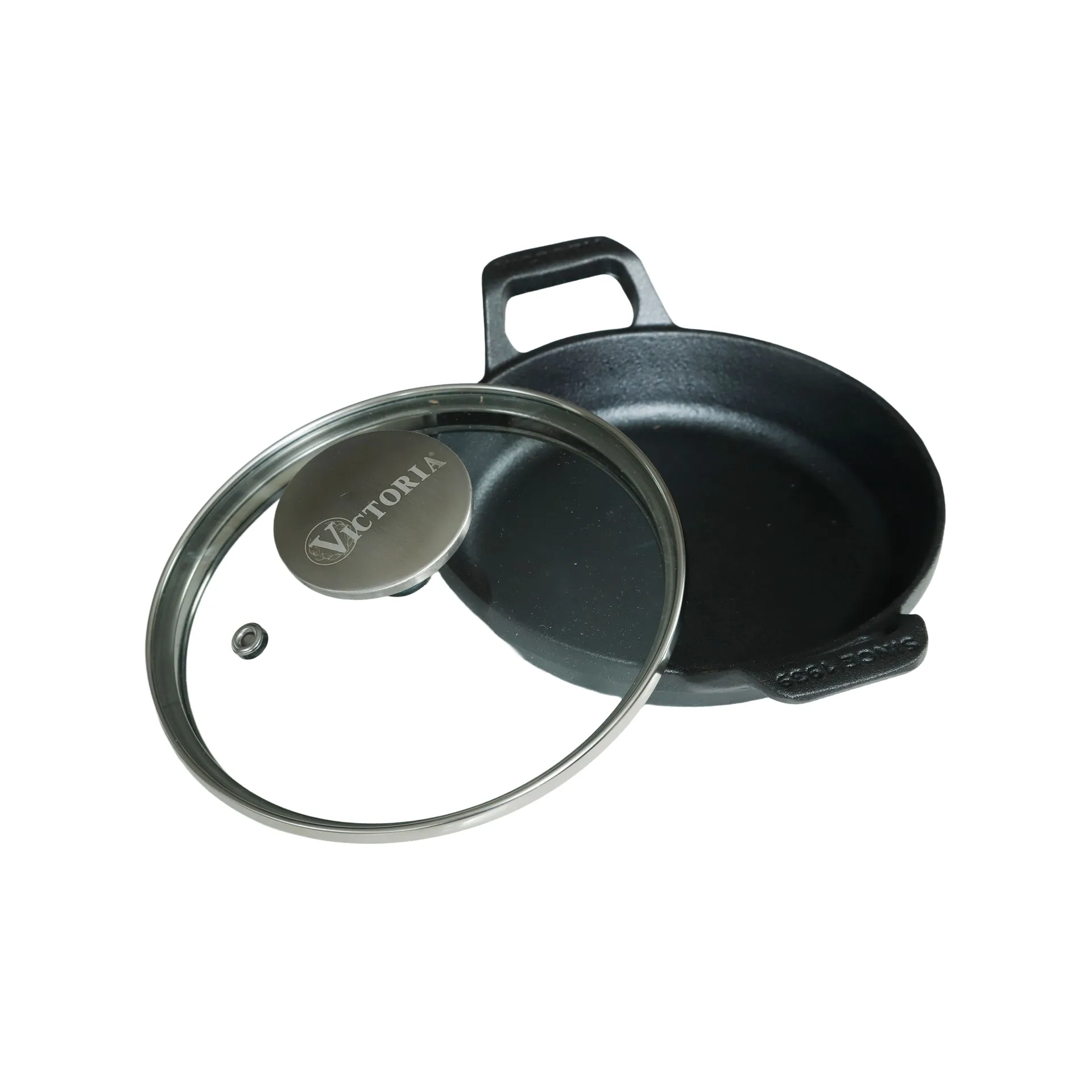 Mini olla redonda de hierro fundido con tapa de vidrio, pre-seasoned, Ø14 cm Victoria