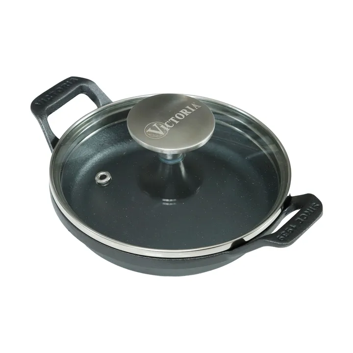 Mini olla redonda de hierro fundido esmaltado con tapa de vidrio - Ø14 cm - Victoria