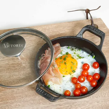 Mini olla redonda de hierro fundido esmaltado con tapa de vidrio - Ø14 cm - Victoria