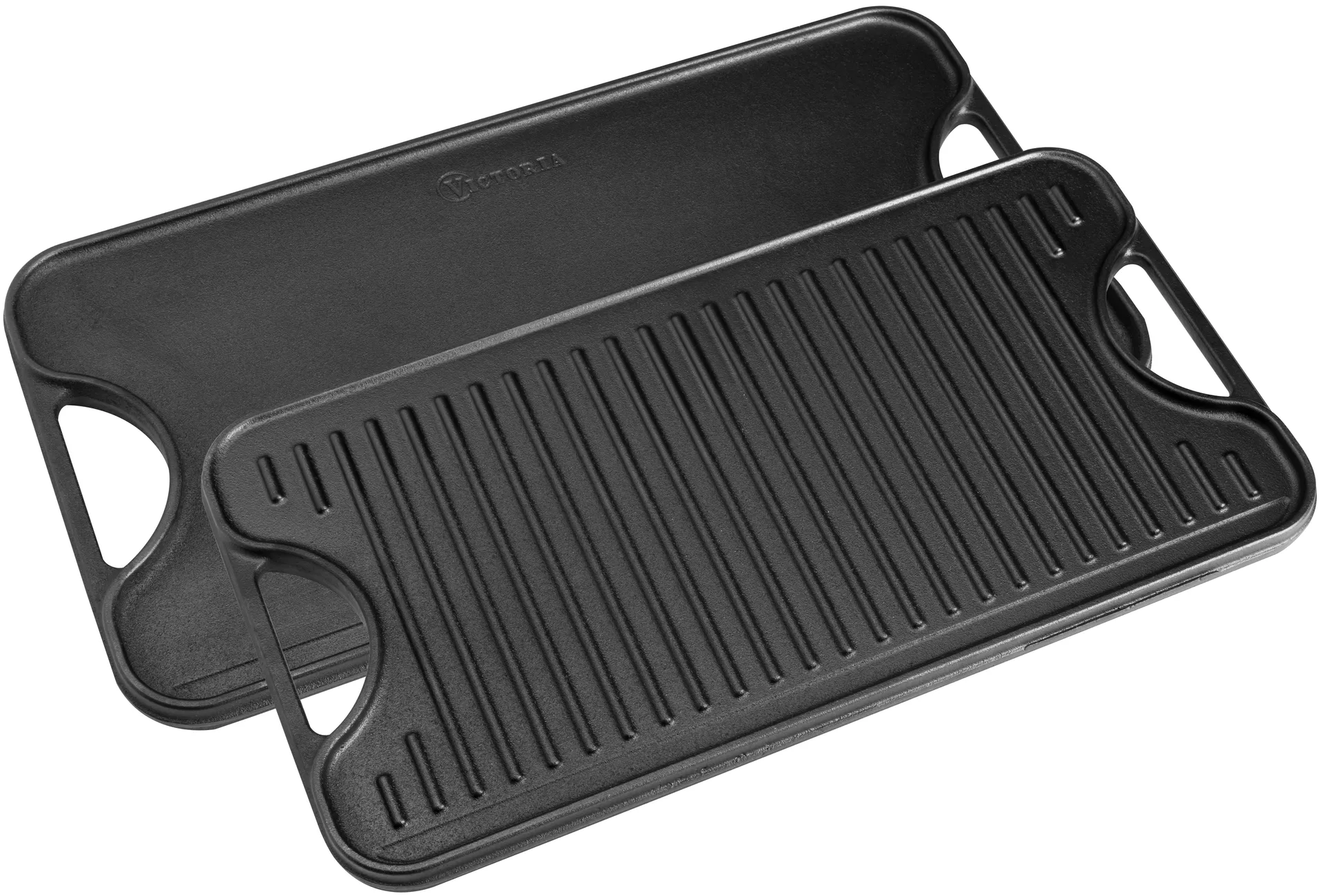 Plancha de hierro fundido reversible 25x47 cm, Negro Victoria