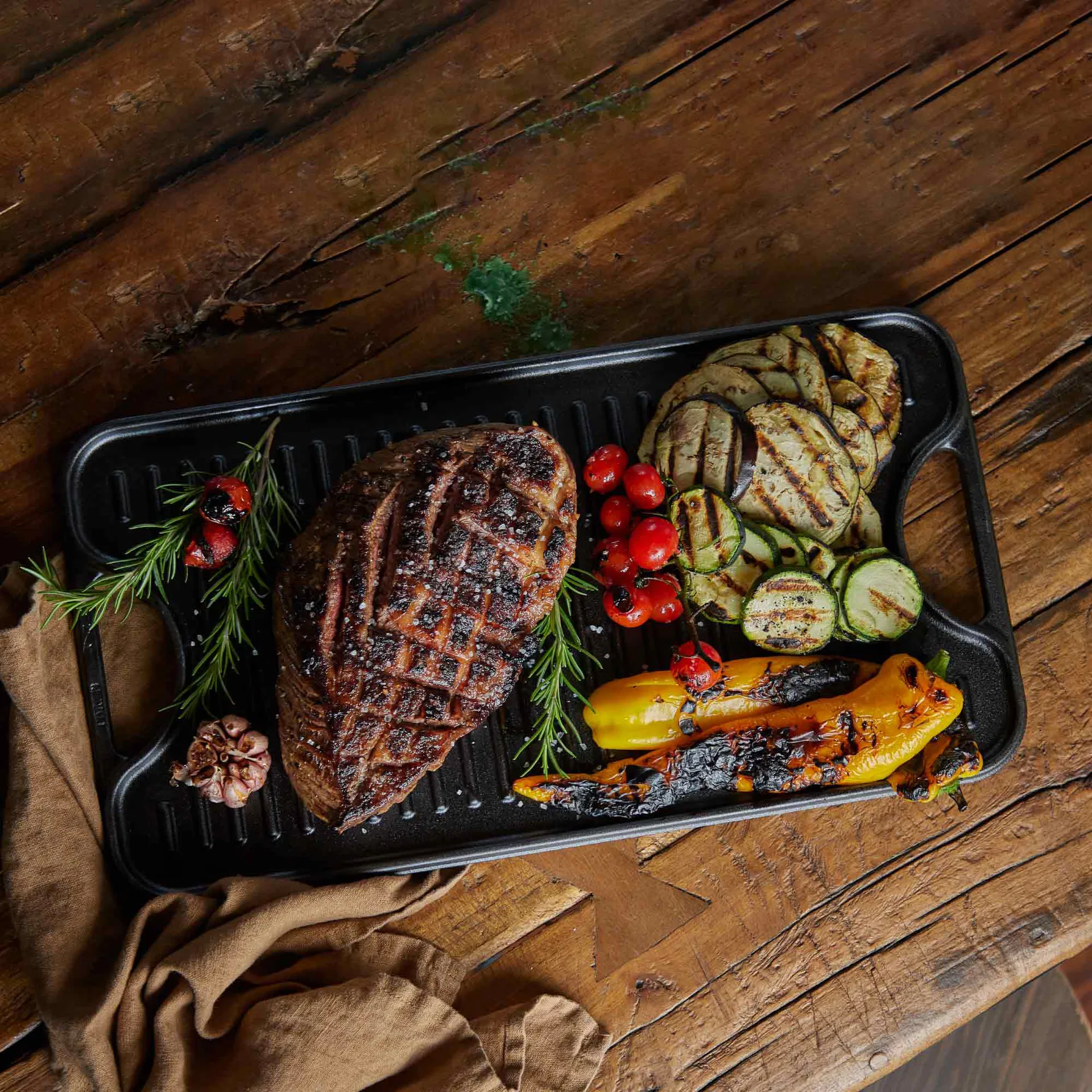 Plancha de hierro fundido reversible 25x47 cm, Negro Victoria