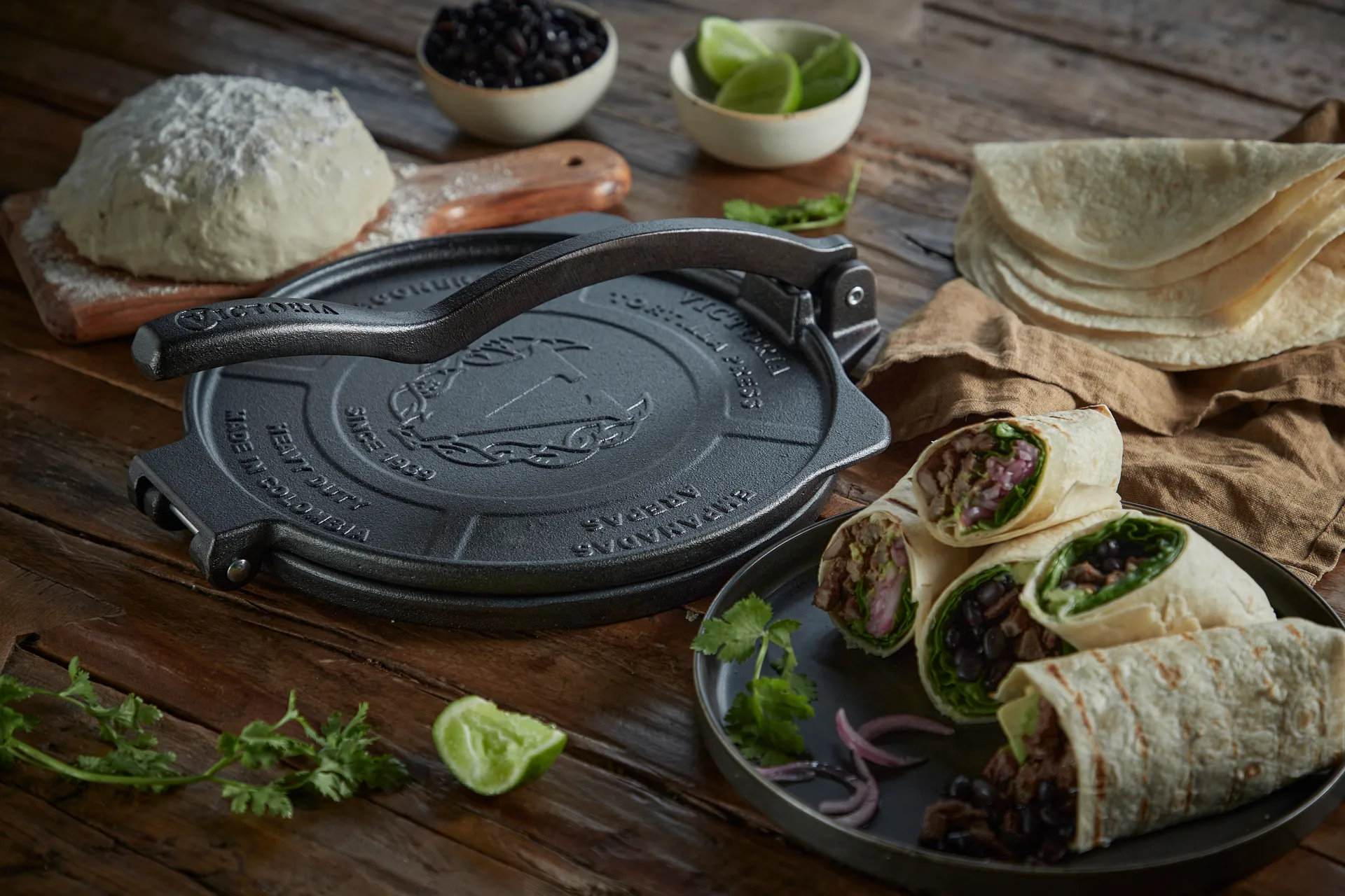 Prensa para tortillas Heavy duty Ø25 cm, Negro Victoria