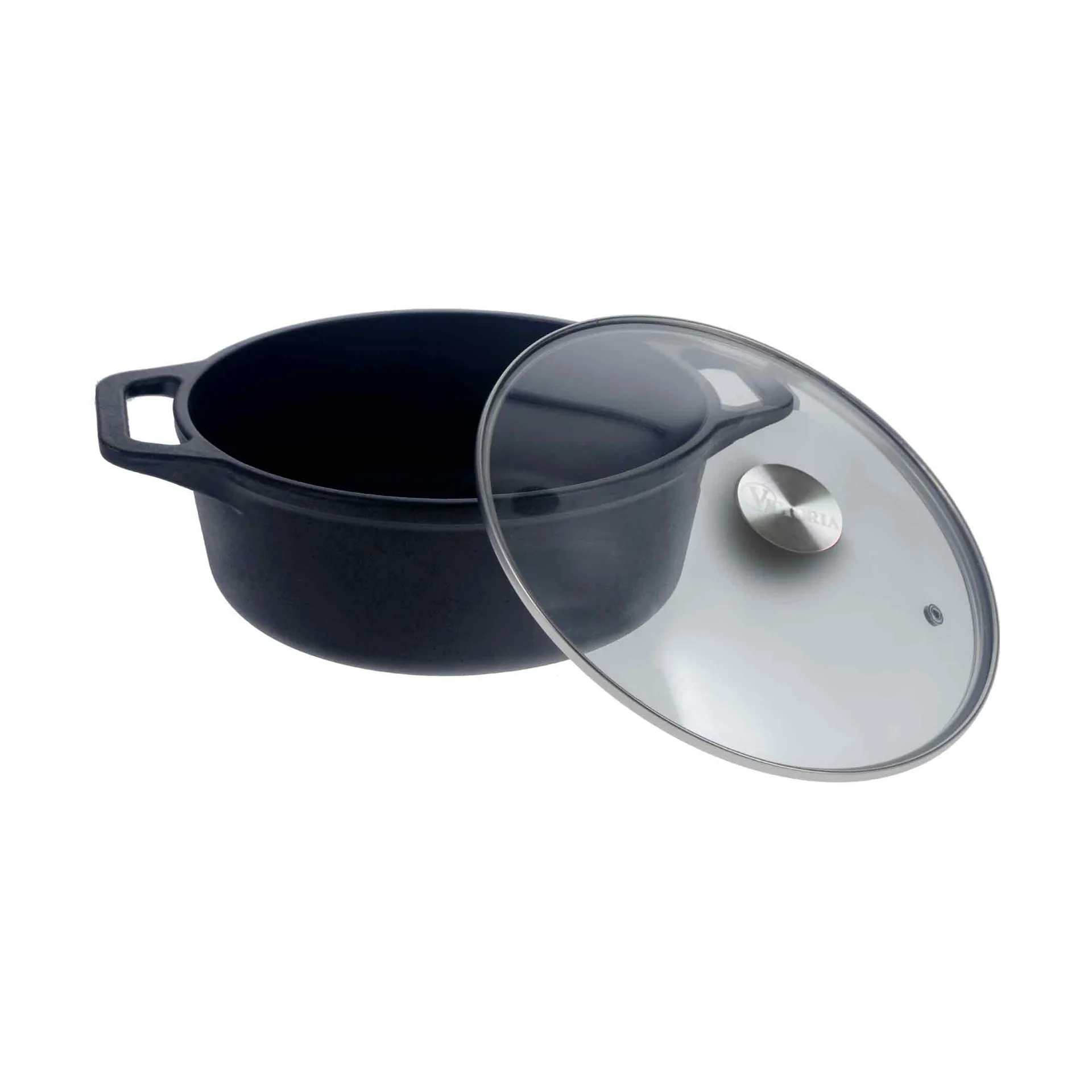 Victoria olla de hierro fundido con tapa de cristal esmaltada, 3,8 l Victoria