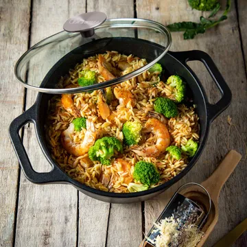 Victoria olla de hierro fundido con tapa de cristal esmaltada - 3,8 l - Victoria