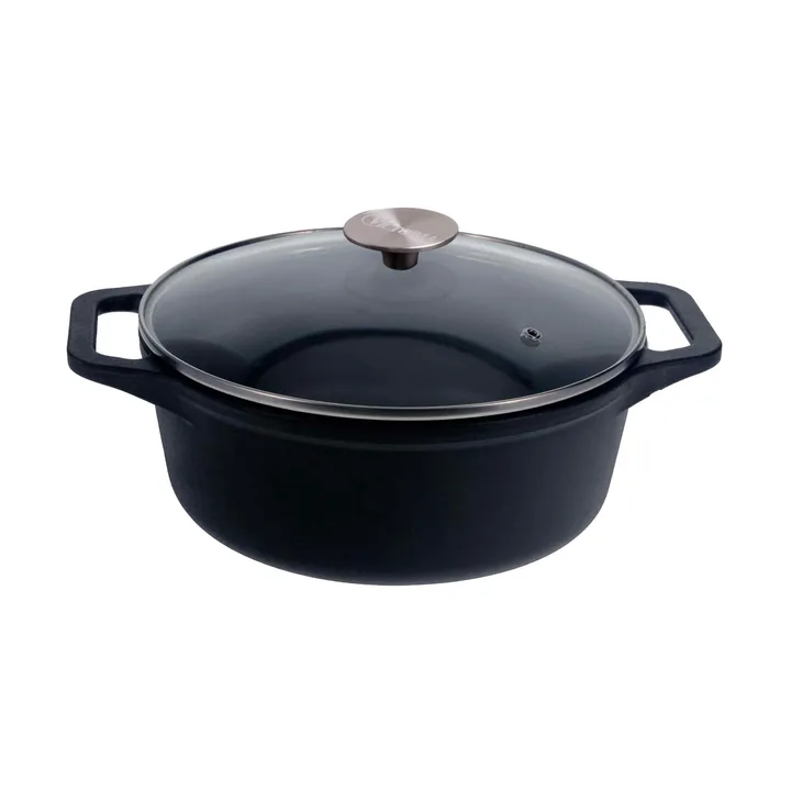 Victoria olla de hierro fundido con tapa de cristal pre-seasoned - 3,8 l - Victoria