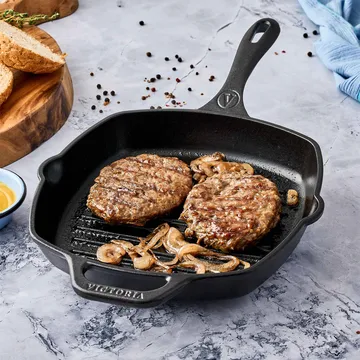 Victoria sartén grill cuadrada de hierro fundido esmaltado - 44,1x28,4 cm - Victoria