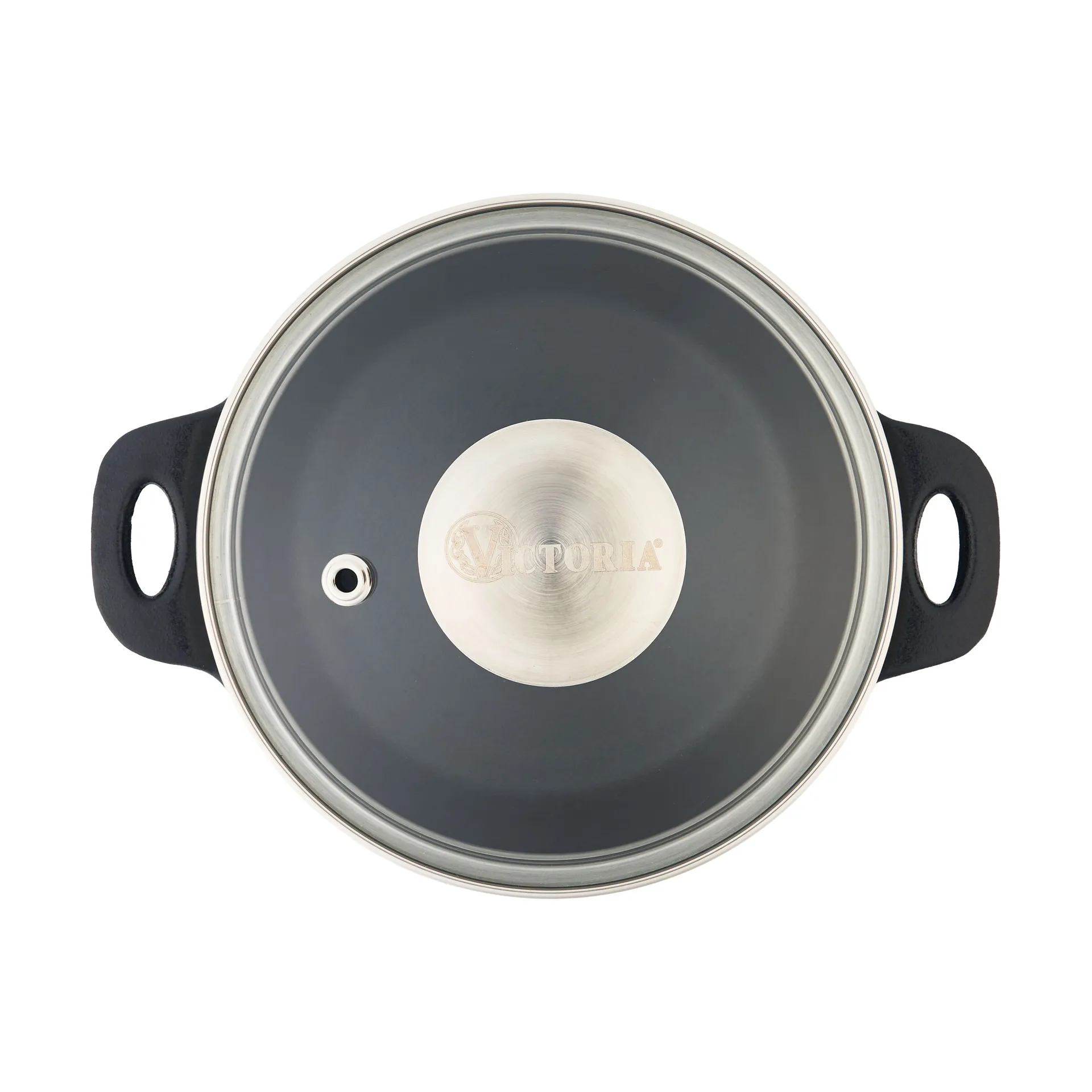 Victoria tapa de vidrio con pomo de acero, Ø14 cm Victoria