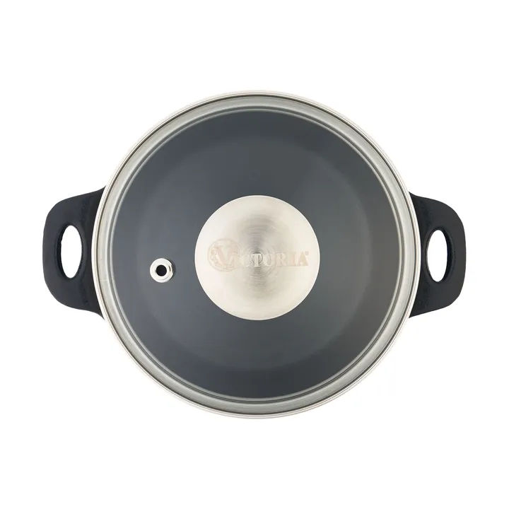 Victoria tapa de vidrio con pomo de acero - Ø14 cm - Victoria