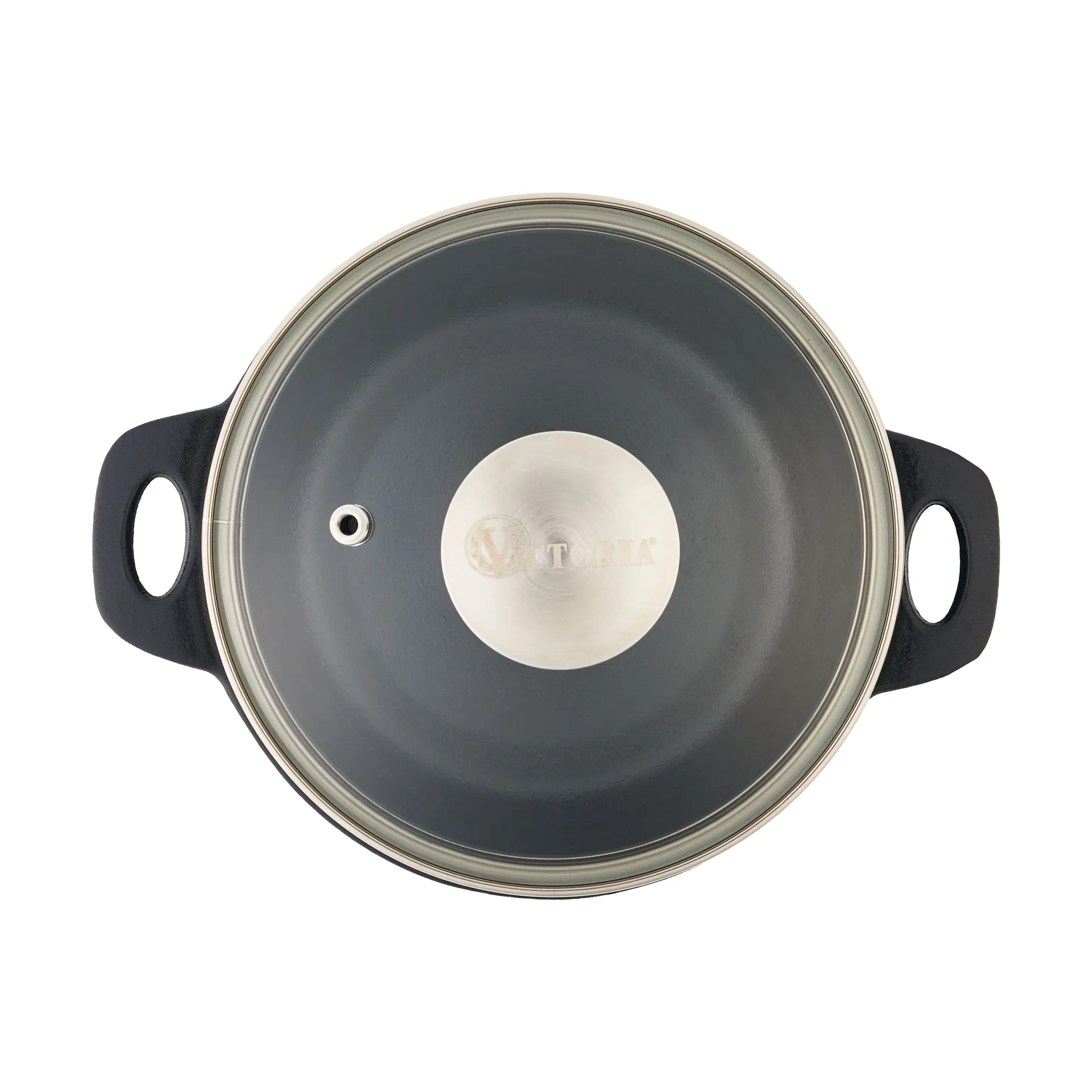 Victoria tapa de vidrio con pomo de acero, Ø16 cm Victoria