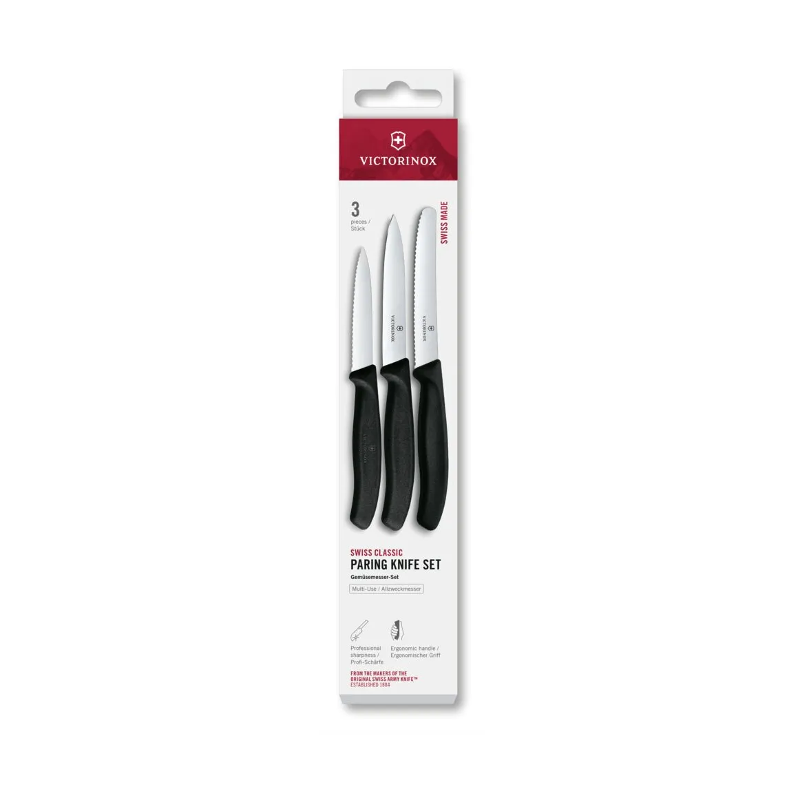 Juego de peladores Victorinox Swiss Classic, 3 piezas, Negro Victorinox