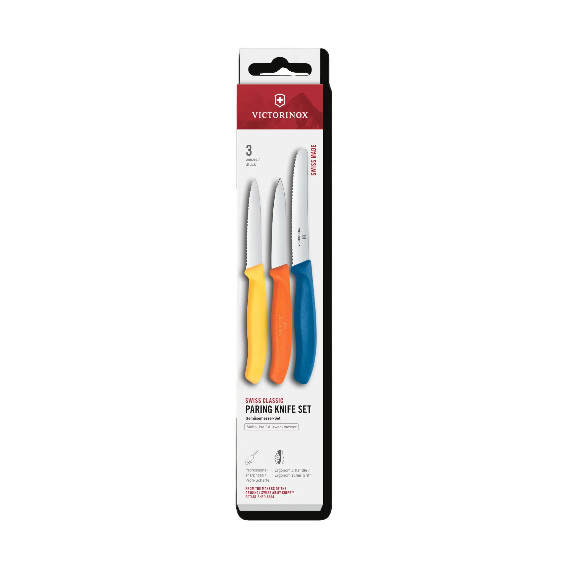 Set de cuchillos peladores Victorinox Swiss Classic , 3 piezas, Amarillo‑naranja‑azul Victorinox