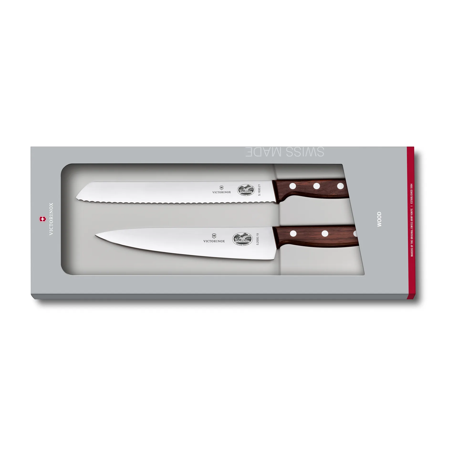 Set de cuchillos Wood cuchillo panero y cuchillo de chef, acero inoxidable-arce Victorinox