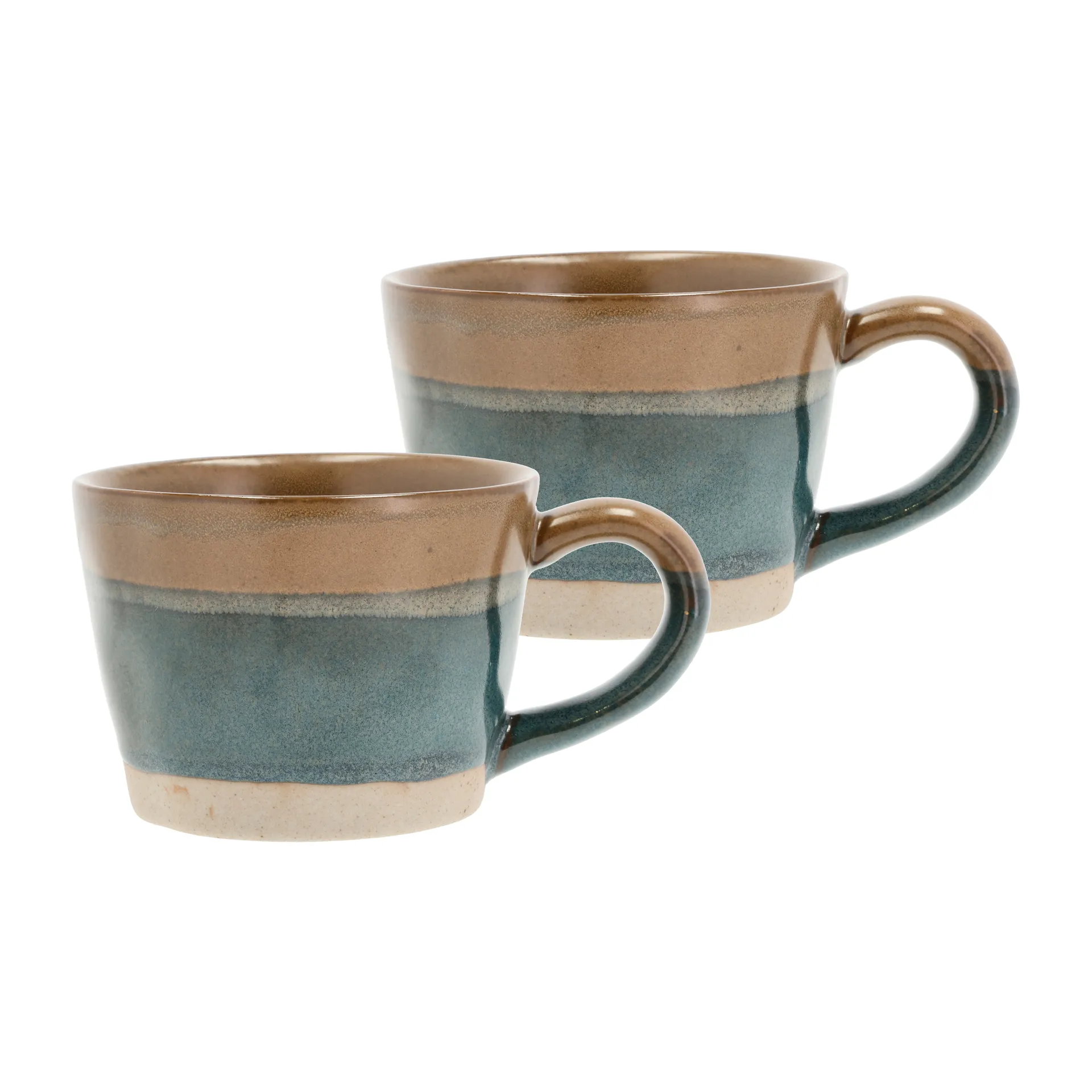2 Tazas con asa Evig 30 cl, Azul-marrón Villa Collection