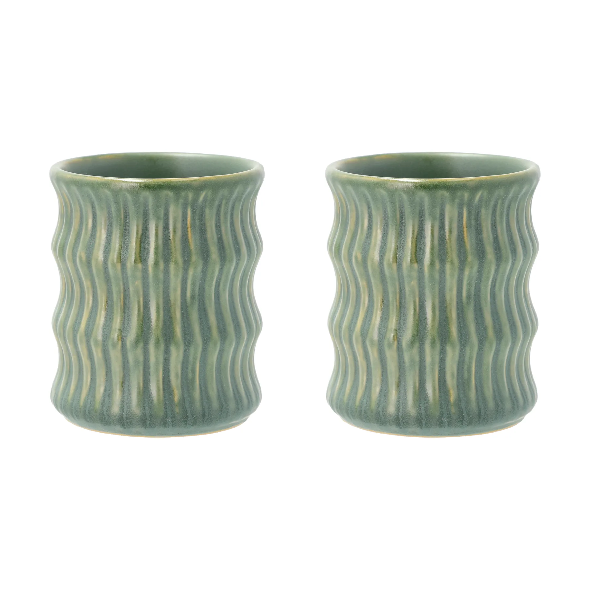 4 Tazas Styles con diseño acanalado 30 cl, Verde Villa Collection