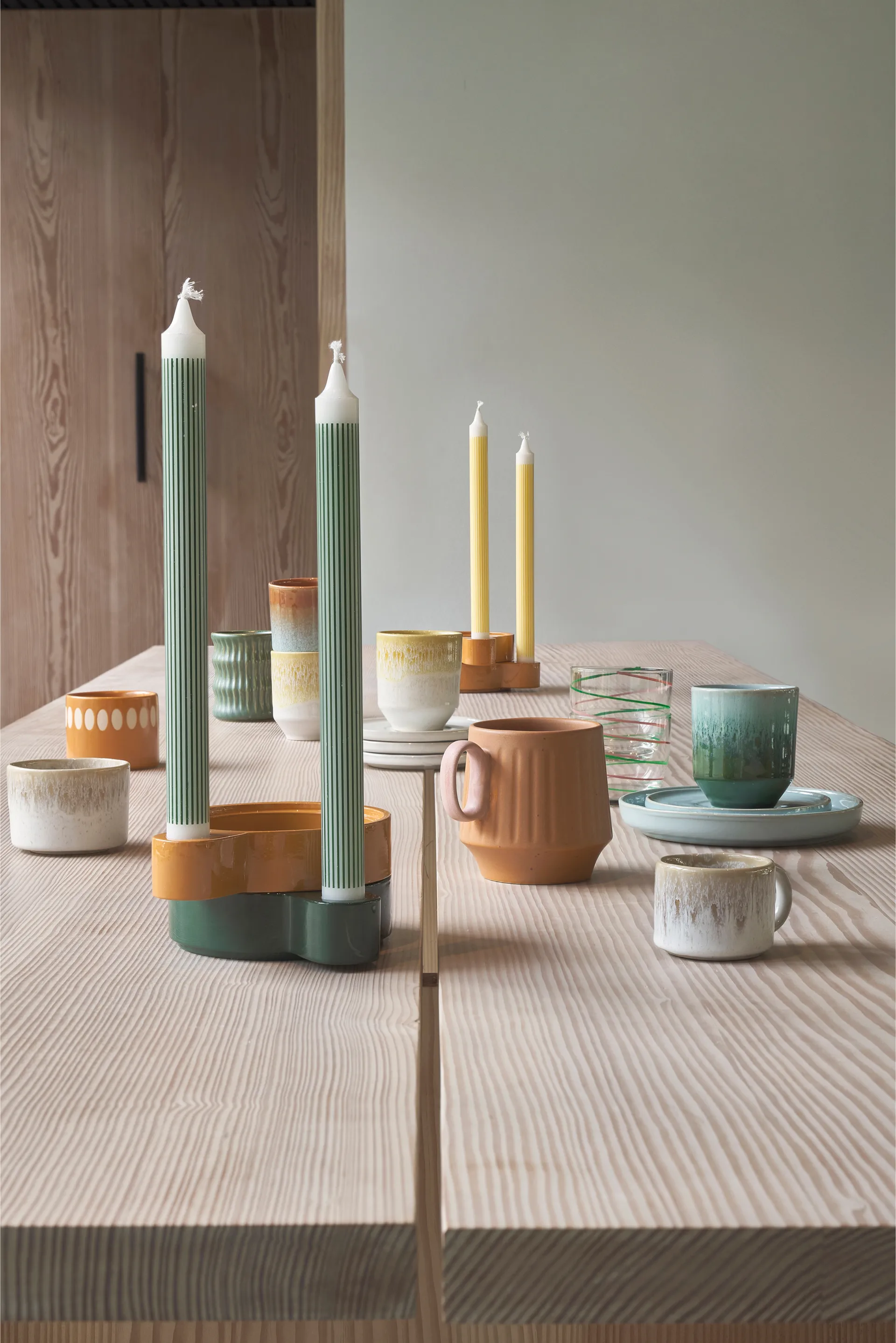 4 Tazas Styles con diseño acanalado 30 cl, Verde Villa Collection