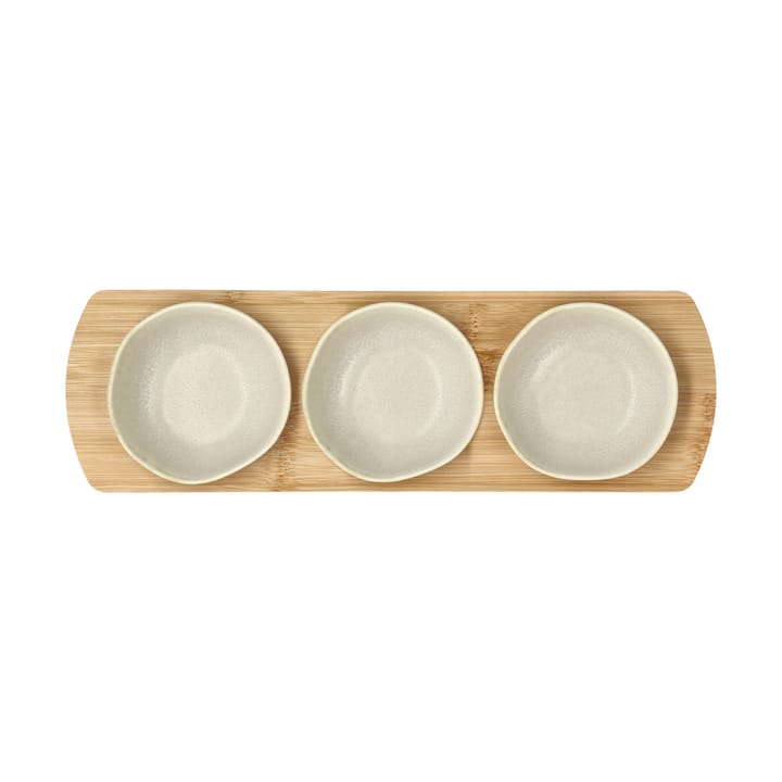 Bandeja de bambú con 3 cuencos Shoku, Beige Villa Collection