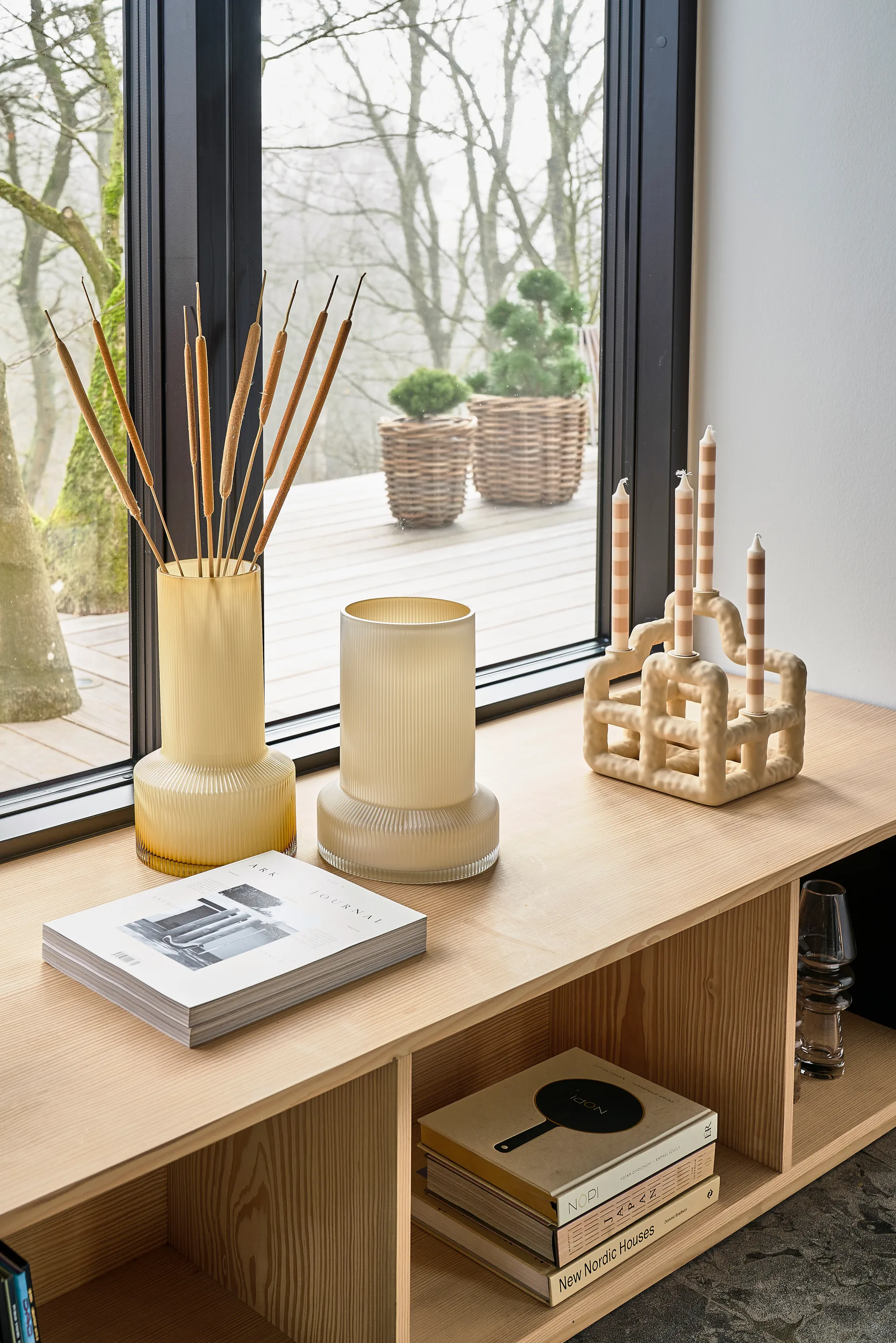 Jarrón de vidrio Hvils Ø21 cm, blanco Villa Collection